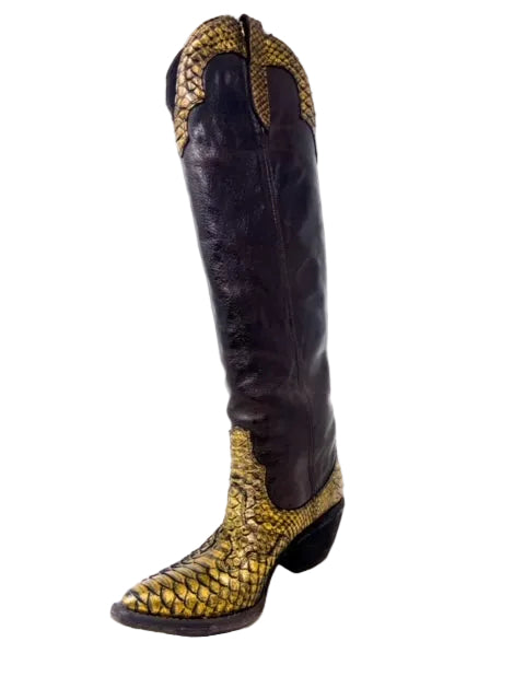 FAUZIAN JEUNESSE - EW - Stivale Texano  PYTHON - Oro Ebano