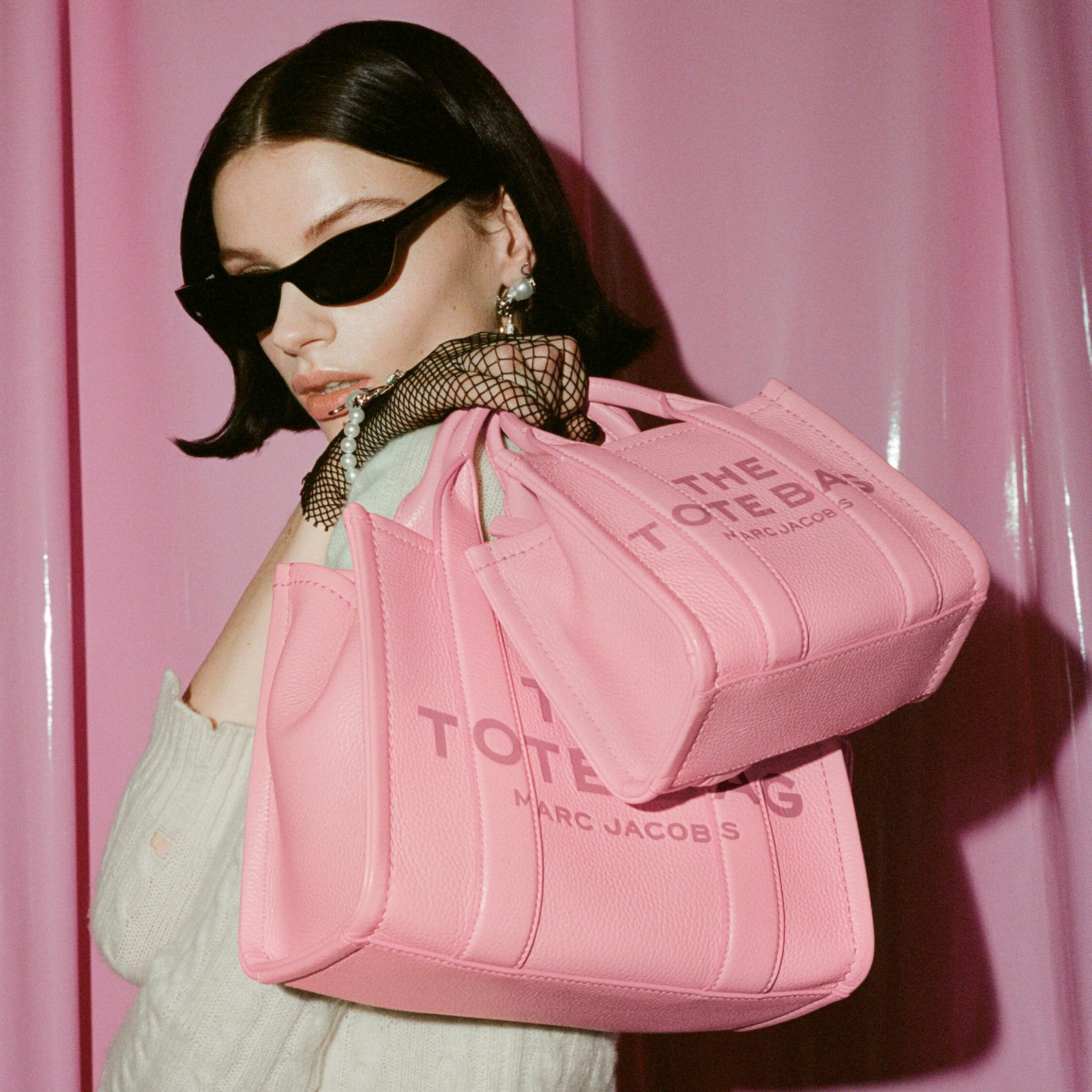 MARC JACOBS - H009L01SP21-669 - The Leather Small Tote Bag - Ribbon Pink Borse Marc Jacobs 