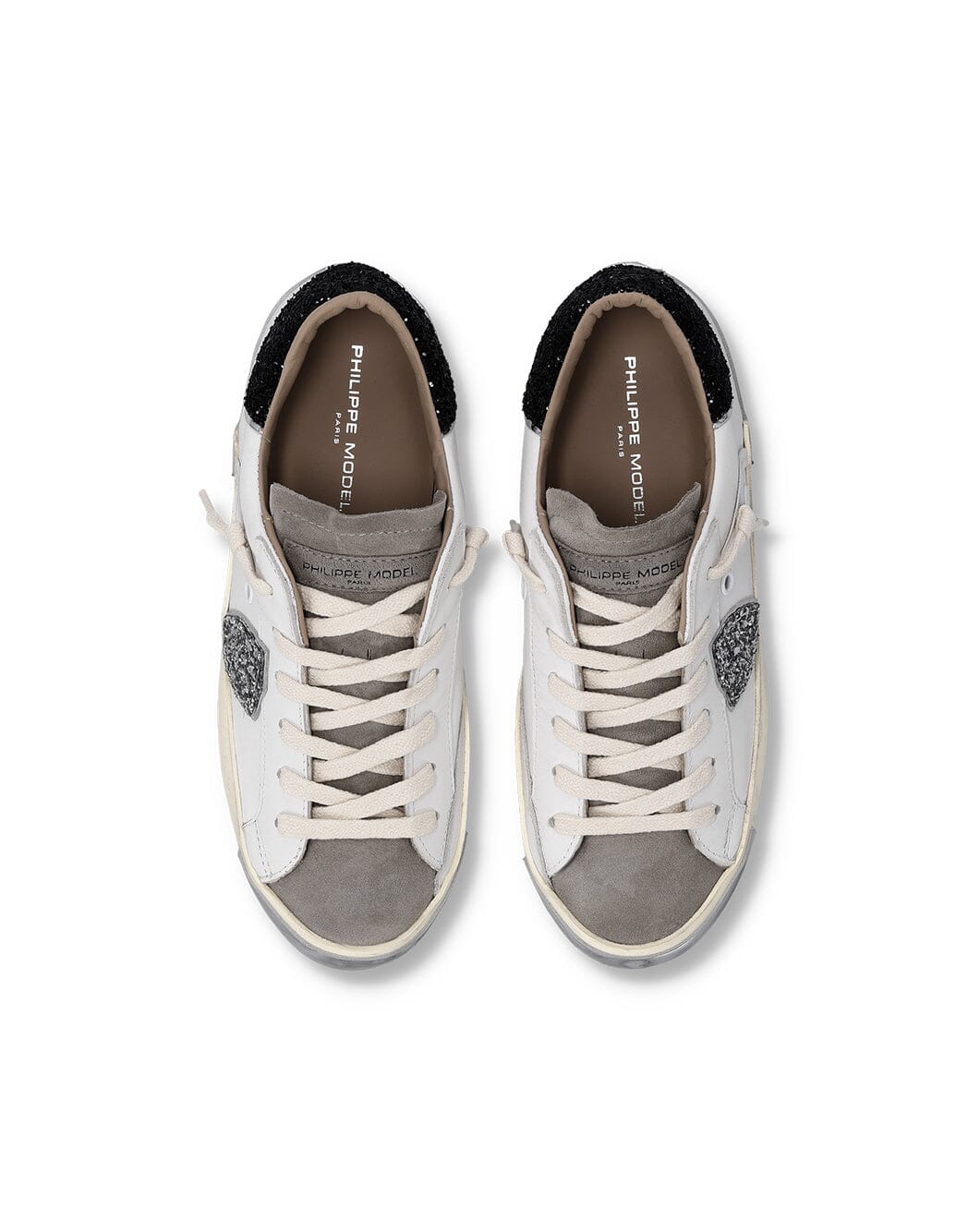 PHILIPPE MODEL - Sneakers - PRLD VG09 - BIANCO GLITTER NERO Scarpe Donna Philippe Model Paris 