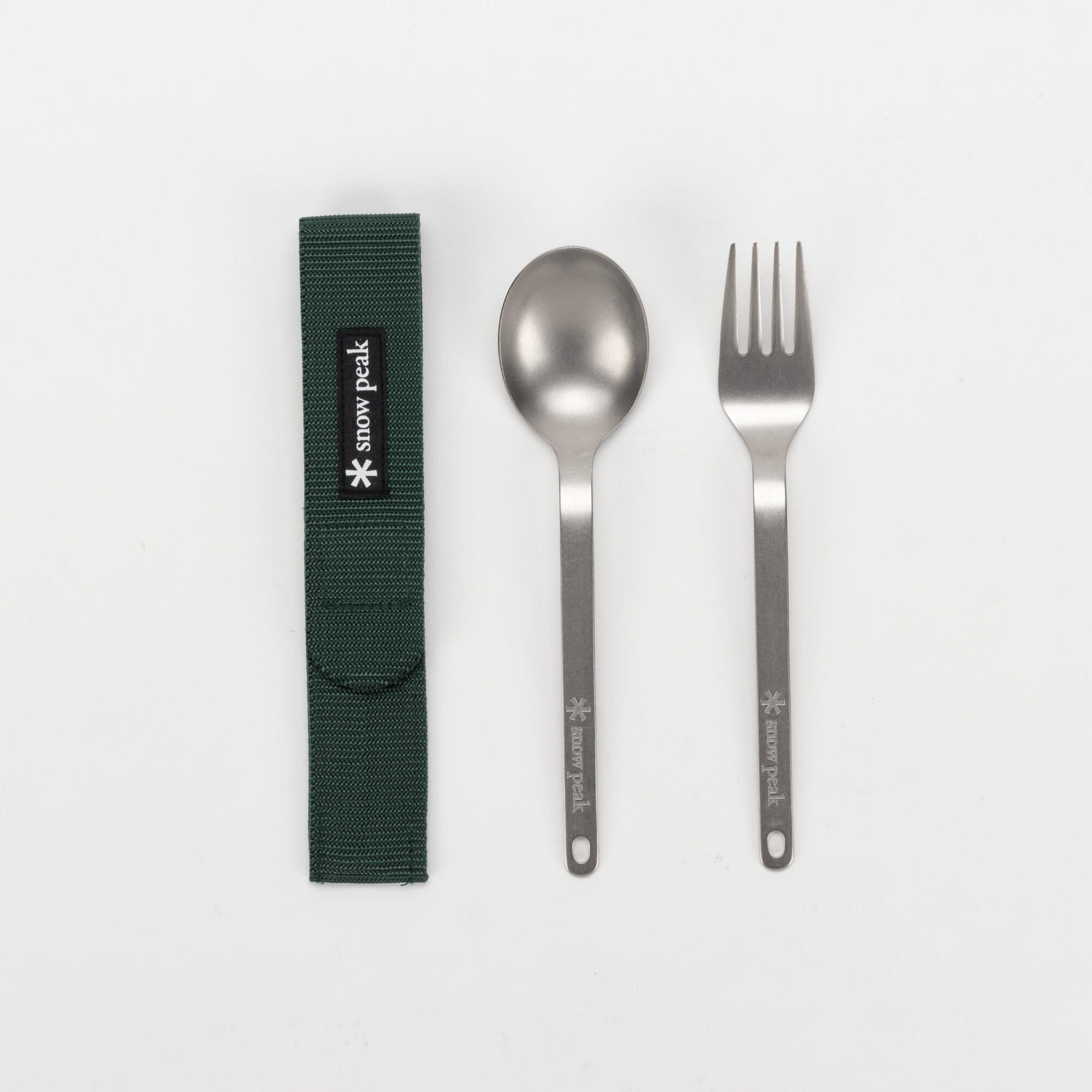 SNOW PEAK - SET POSATE FORK & SPOON TITANIUM - SCT-002 - VERDE Accessori Uomo SNOW PEAK 