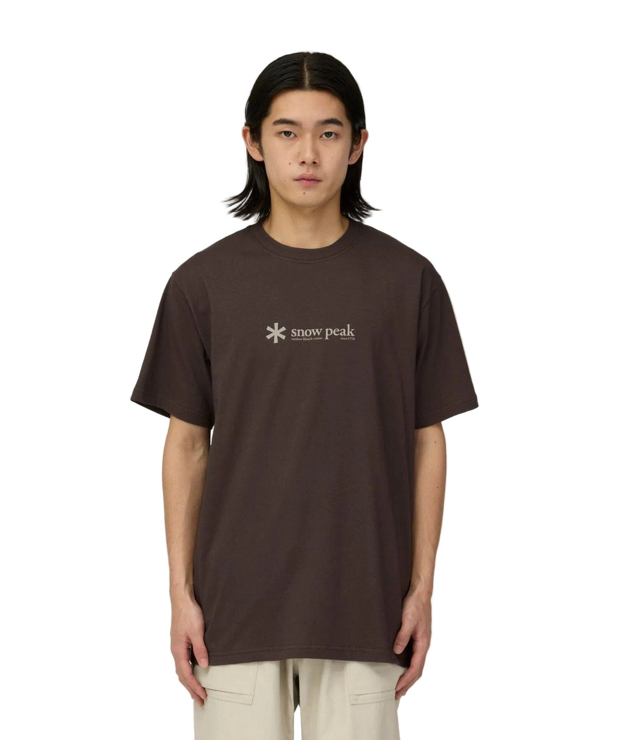 SNOW PEAK - SOFT COTTON LOGO T-SHIRT - BROWN Abbigliamento Uomo SNOW PEAK 