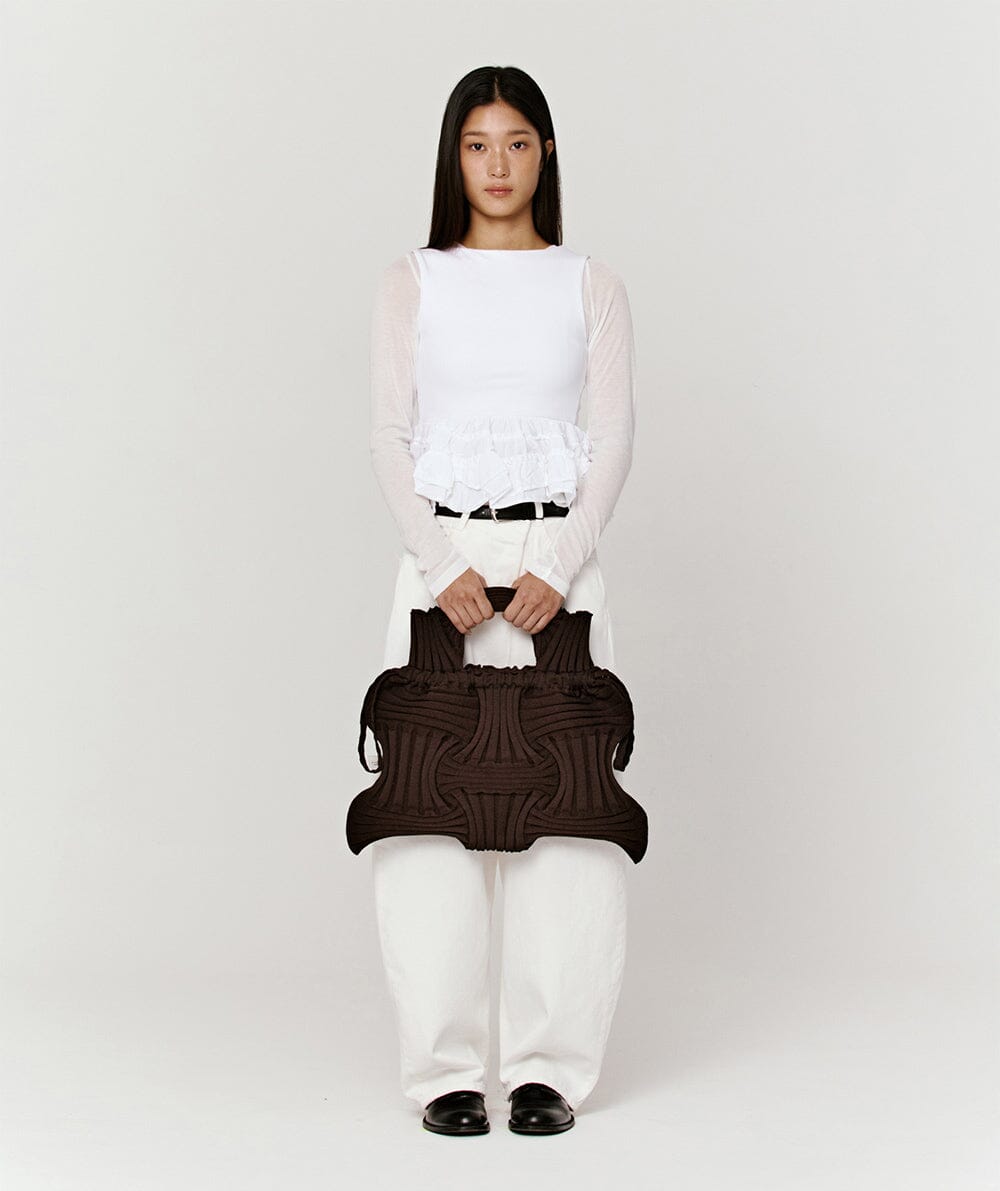 PLEATSMAMA - Borsa a Mano - TB04-BR1 BIG BOW - Testa di Moro Borse PLEATSMAMA - Collezione Donna 