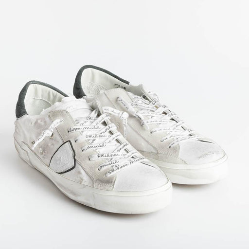 PHILIPPE MODEL - PRLU DB05 - ParisX - Canvas Vintage White / black Men's Shoes Philippe Model Paris