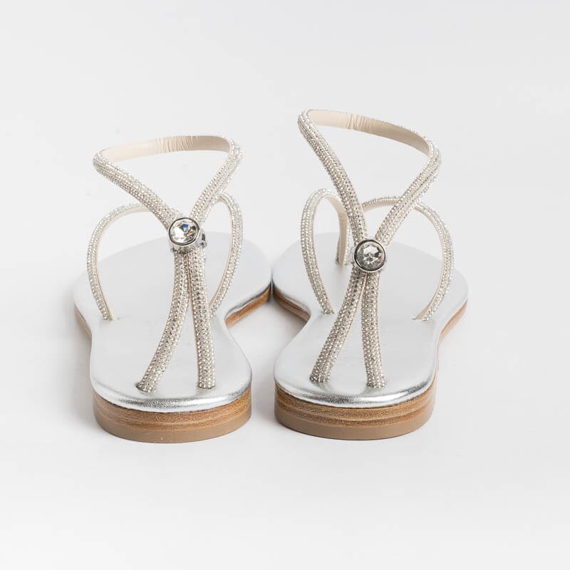 PAOLA FIORENZA - Flat thong sandals FD03 - Silver Women's Shoes PAOLA FIORENZA