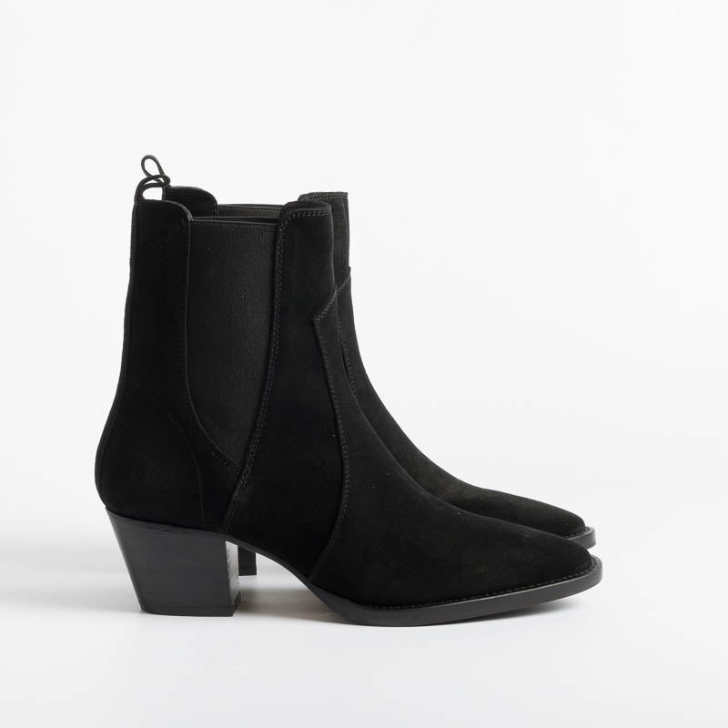 ANNA F - Texan - 9690 - Velor Black Women's Shoes Anna F.