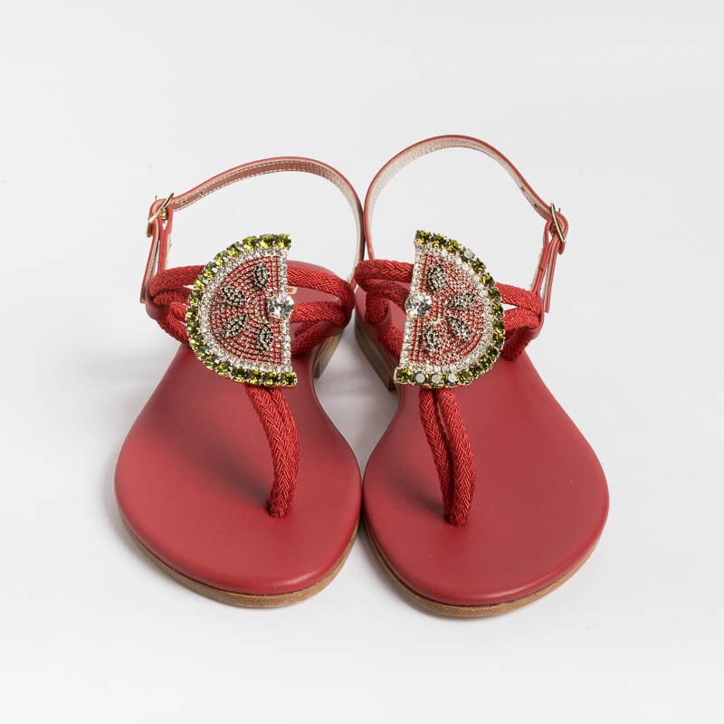 PAOLA FIORENZA - Flat Thong Sandals - FB1001 - Red Women's Shoes PAOLA FIORENZA