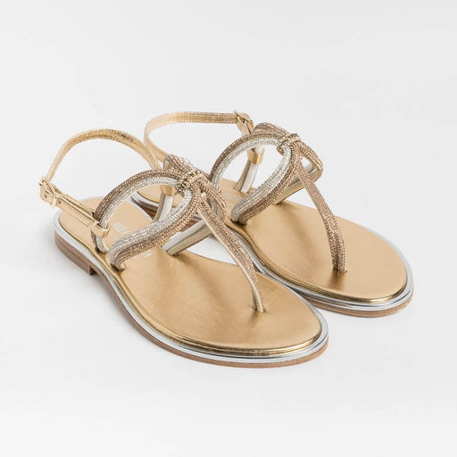 PAOLA FIORENZA - Flip Flop Sandal - SS2353 - Amber Crystal Platinum Shoes Woman PAOLA FIORENZA