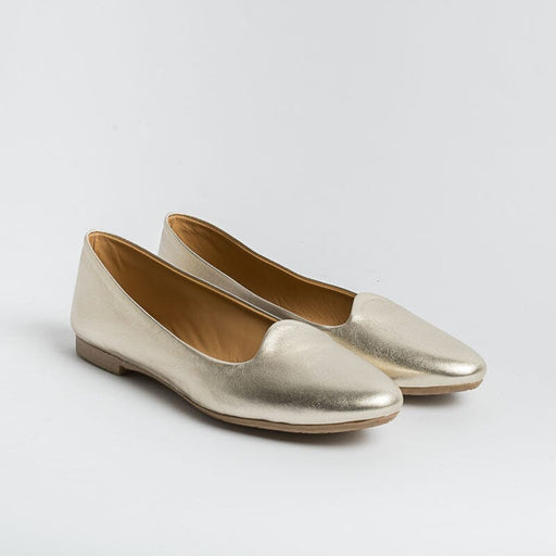 ANNA F - Ballerina - 5261 - Platinum Laminate Women's Shoes Anna F.