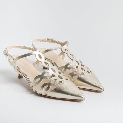 ANNA F. - Sling Back - 1483 - Platinum Laminate Women's Shoes Anna F.