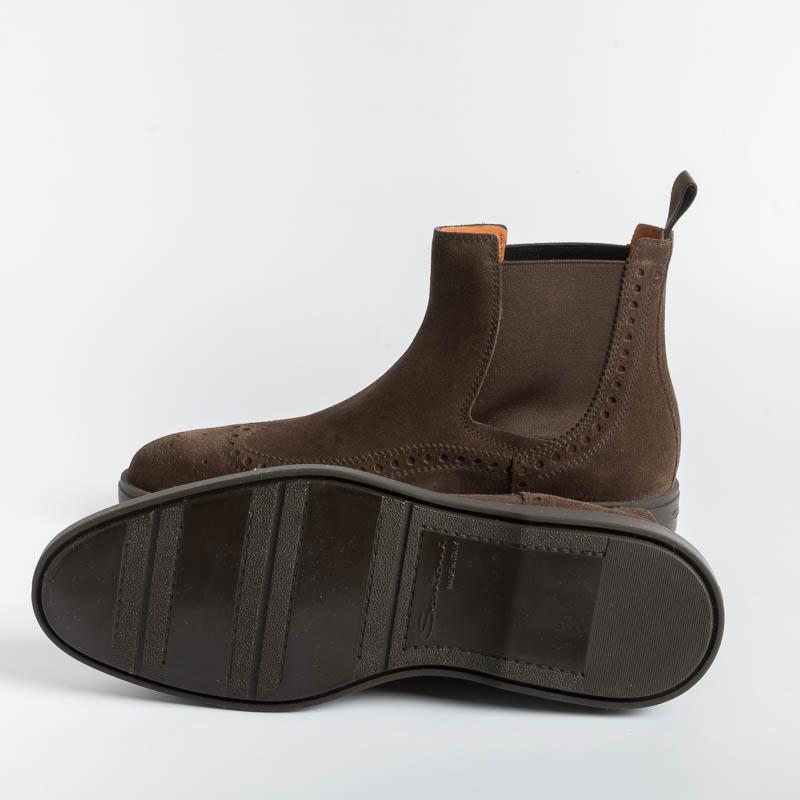 SANTONI - Ankle boots - MGDT 17777D - Brown suede Santoni Men's Shoes - Men's Collection