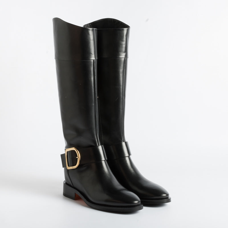 SANTONI - Boots - 70235 - Black Buckle Santoni Women's Shoes - Women's Collection