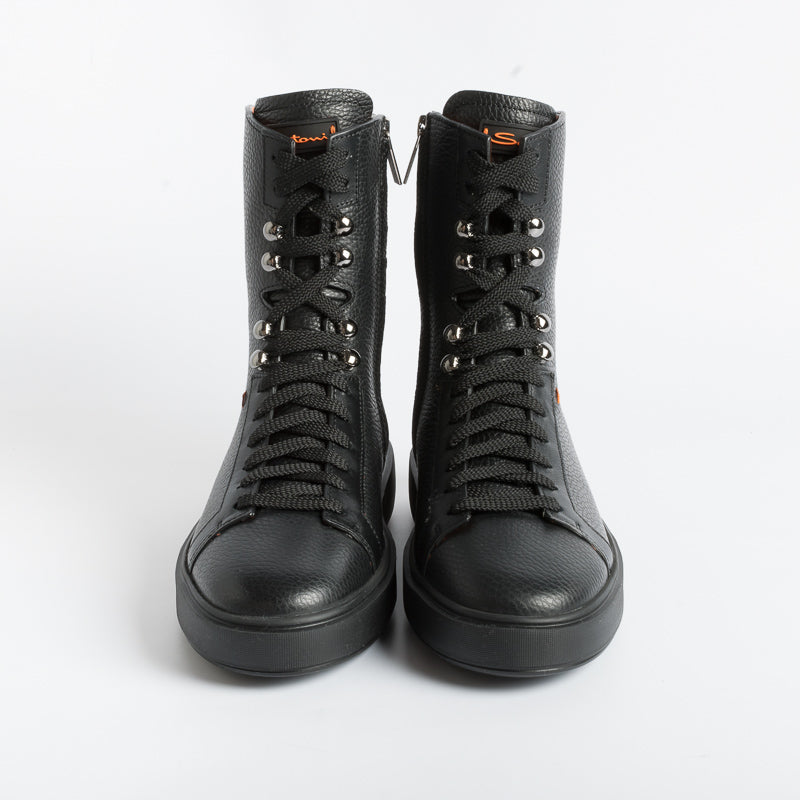 SANTONI - Boots - 61049 - Black Leather Santoni Women's Shoes - Women's Collection