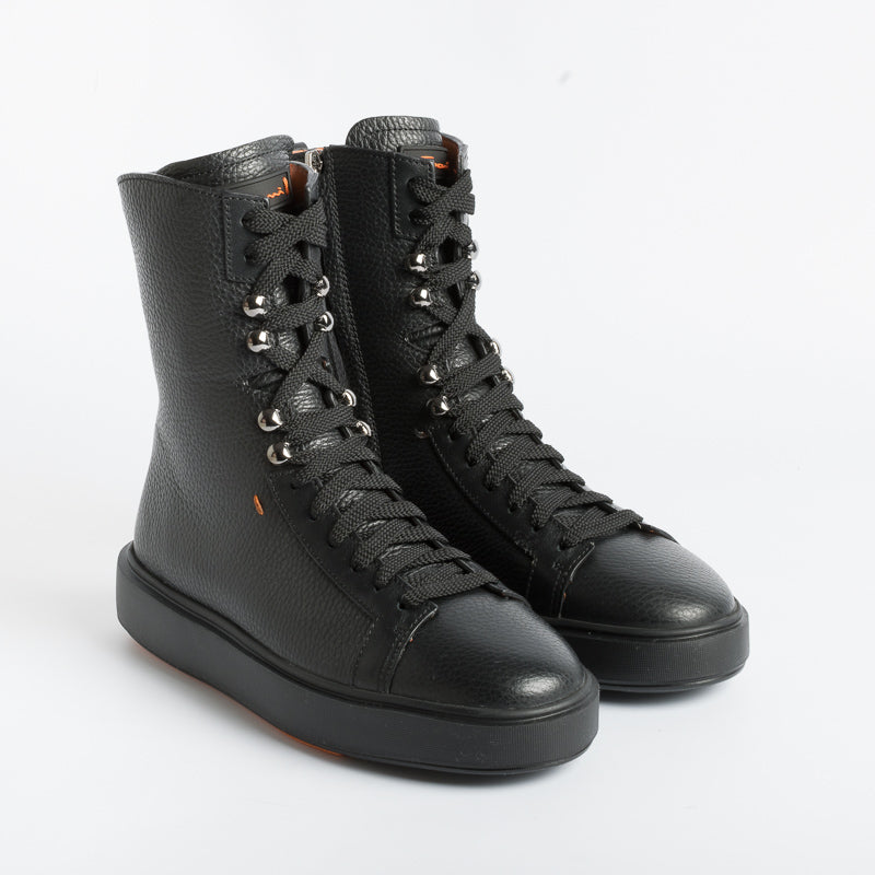SANTONI - Boots - 61049 - Black Leather Santoni Women's Shoes - Women's Collection