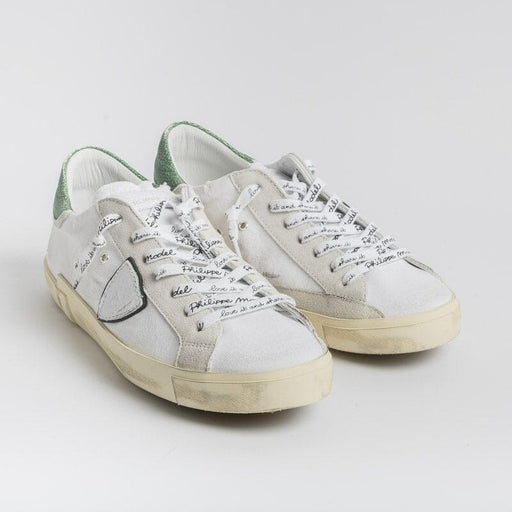 PHILIPPE MODEL - PRLU DC10 - ParisX - Canvas Vintage Bianco/ Verde Scarpe Uomo Philippe Model Paris 