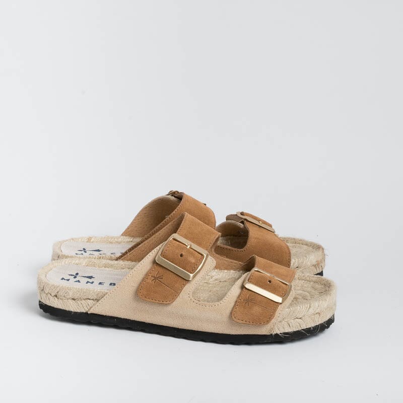 MANEBI - Slipper - Nordic Sandals - Beige Leather MANEBI Women's Shoes