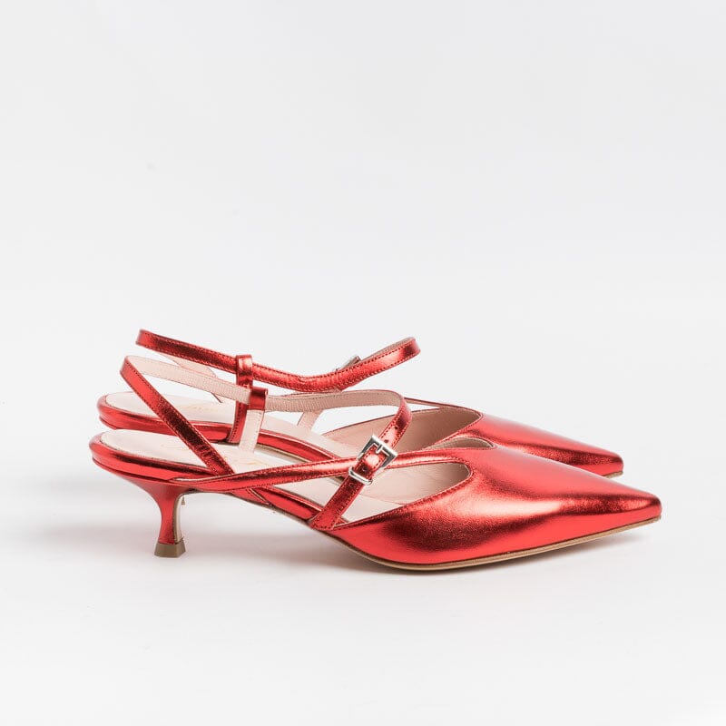 ANNA F. - Sling Back 1318 - Red Laminate Women's Shoes Anna F.