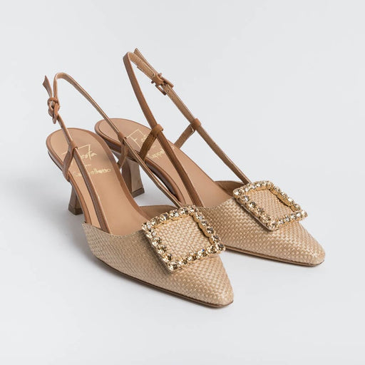 ROBERTO FESTIVAL - Sling Back - Stefi - Raffia Camel Women's Shoes Roberto Festa
