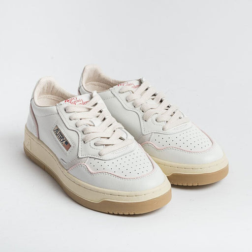 AUTRY CE19- LOW WOM LEAT/SUEDE - White piping Pink Women's Shoes AUTRY - Women's collection