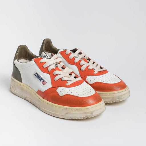 AUTRY - AVLM SV15 - LOW MAN LEAT VINTAGE - White Orange Men's Shoes AUTRY - Men's collection