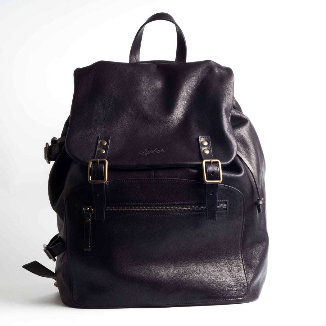 SACHET - Men's leather backpack - Black